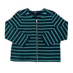 Lands’ End Striped Zip Front Sweater